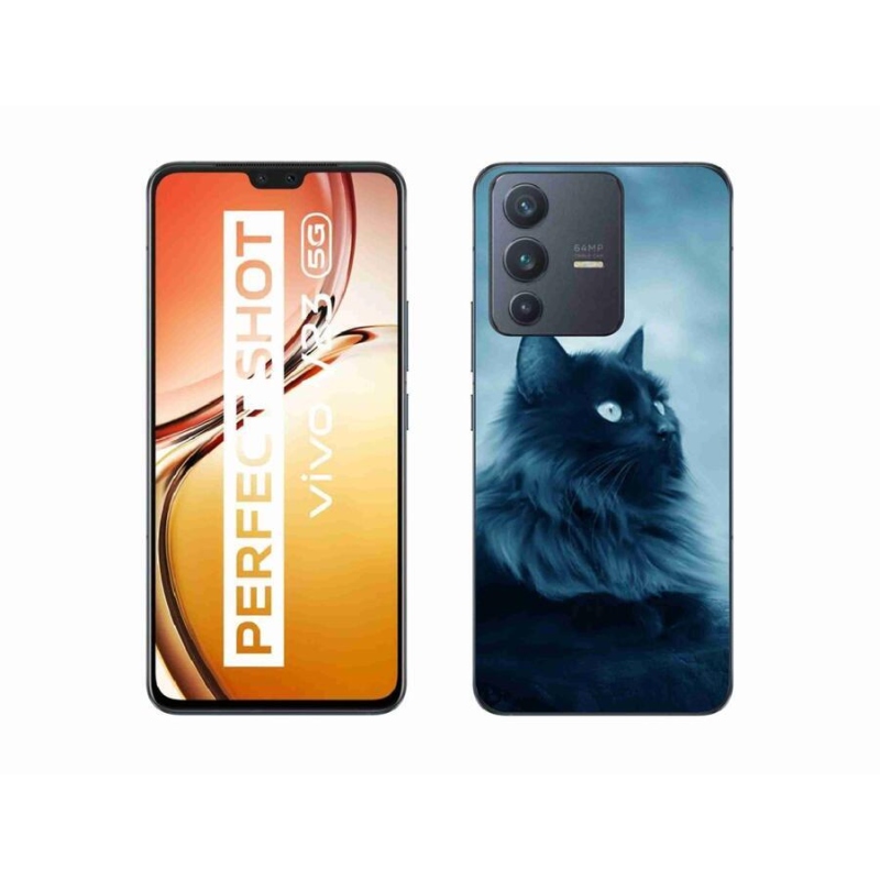 Gelový obal mmCase na mobil Vivo V23 5G - černá kočka 1