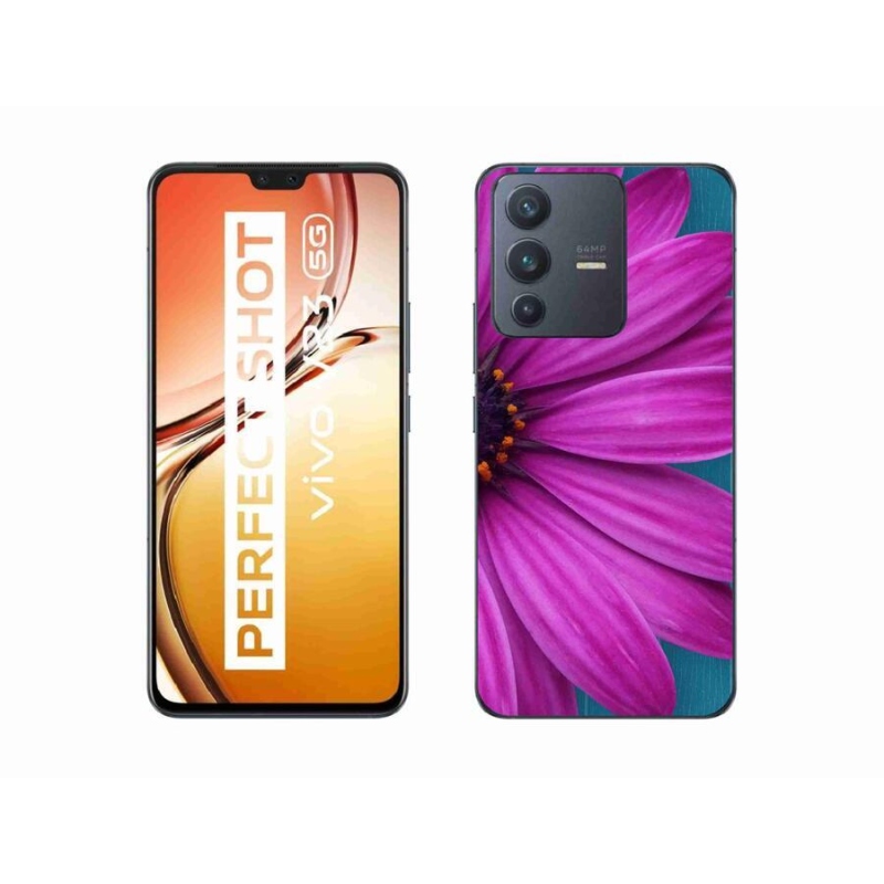 Gelový obal mmCase na mobil Vivo V23 5G - fialová kopretina