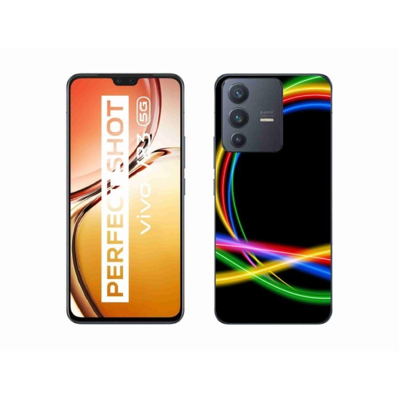 Gelový obal mmCase na mobil Vivo V23 5G - neonové kruhy