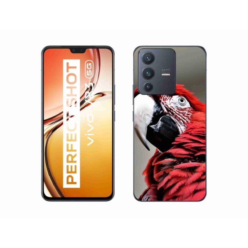 Gelový obal mmCase na mobil Vivo V23 5G - papoušek ara červený