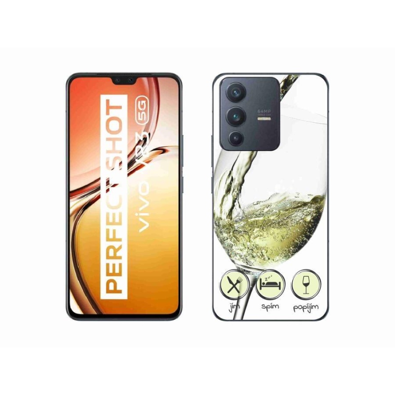 Gelový obal mmCase na mobil Vivo V23 5G - sklenička vína bílé