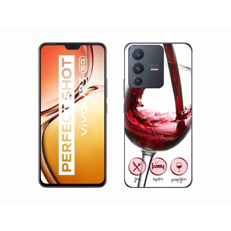 Gelový obal mmCase na mobil Vivo V23 5G - sklenička vína červené