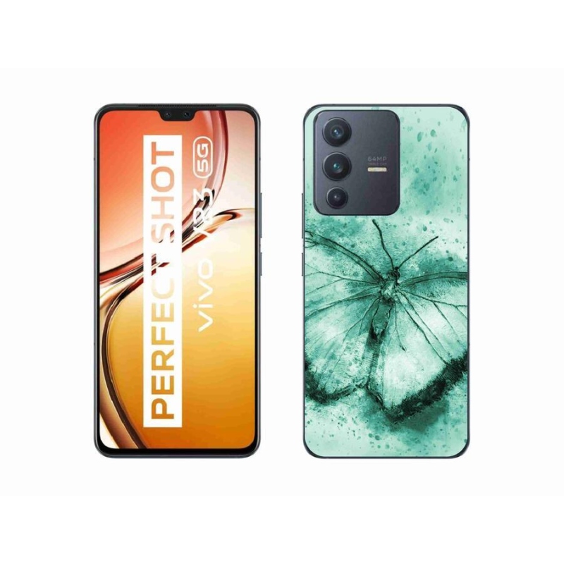 Gelový obal mmCase na mobil Vivo V23 5G - zelený motýl