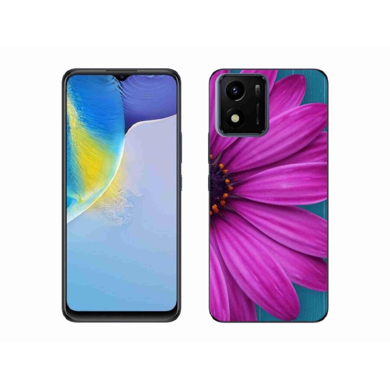 Gelový obal mmCase na mobil Vivo Y01 - fialová kopretina