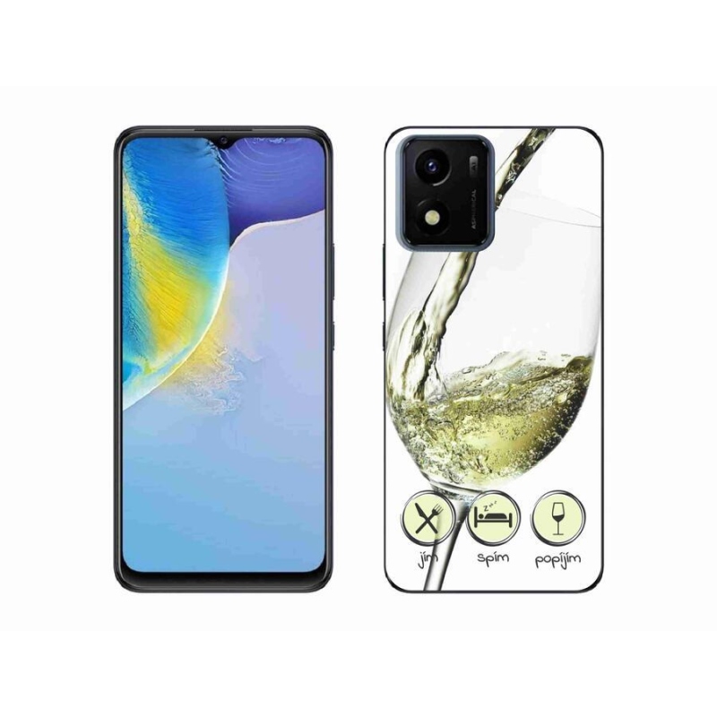Gelový obal mmCase na mobil Vivo Y01 - sklenička vína bílé