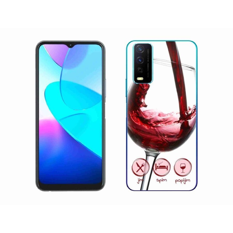 Gelový obal mmCase na mobil Vivo Y11s/Y20s - sklenička vína červené