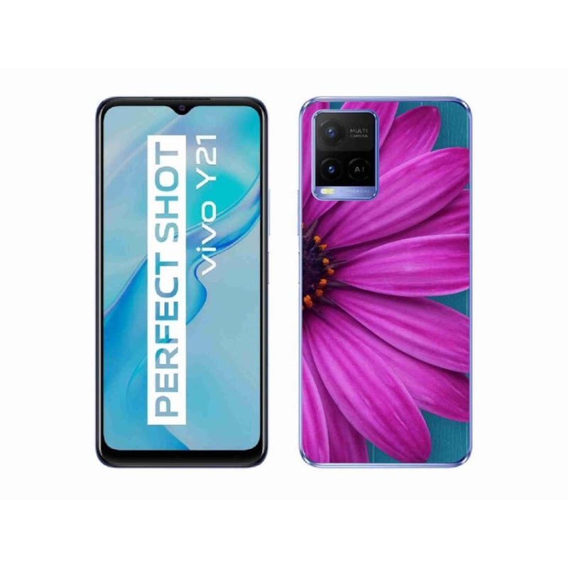 Gelový obal mmCase na mobil Vivo Y21/Y21s/Y33s - fialová kopretina