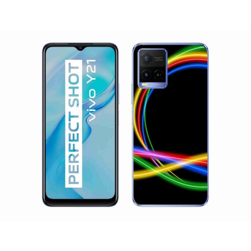 Gelový obal mmCase na mobil Vivo Y21/Y21s/Y33s - neonové kruhy