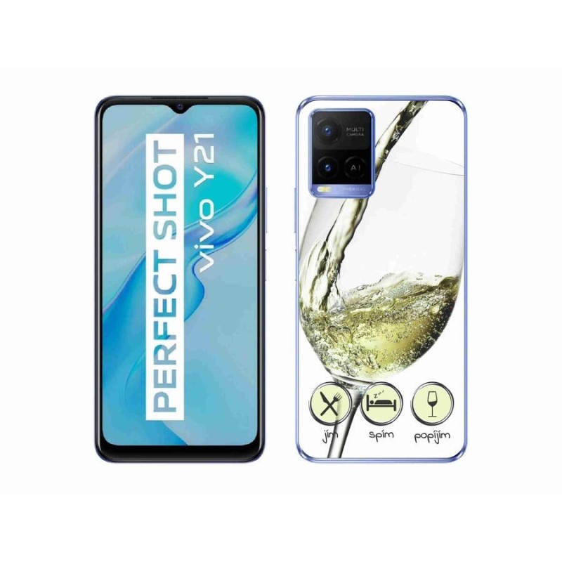 Gelový obal mmCase na mobil Vivo Y21/Y21s/Y33s - sklenička vína bílé