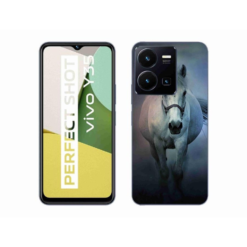 Gelový obal mmCase na mobil Vivo Y35 - běžící bílý kůň