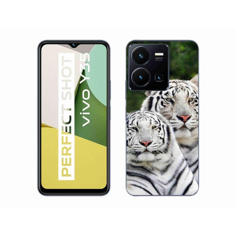 Gelový obal mmCase na mobil Vivo Y35 - bílí tygři