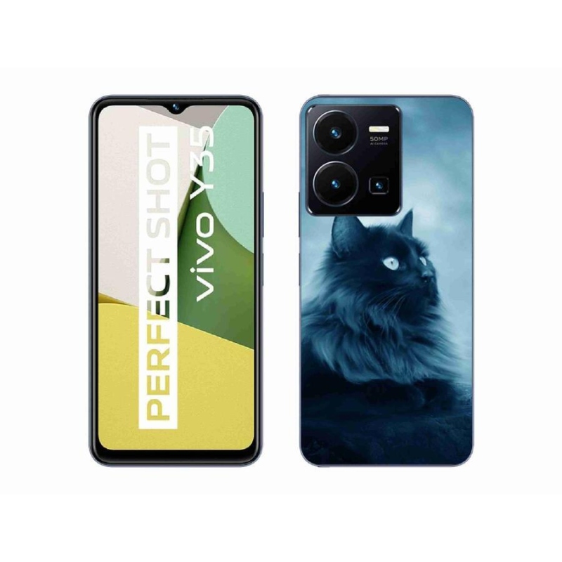 Gelový obal mmCase na mobil Vivo Y35 - černá kočka 1