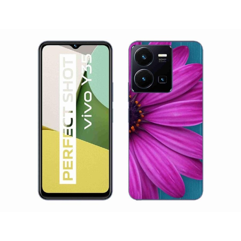 Gelový obal mmCase na mobil Vivo Y35 - fialová kopretina