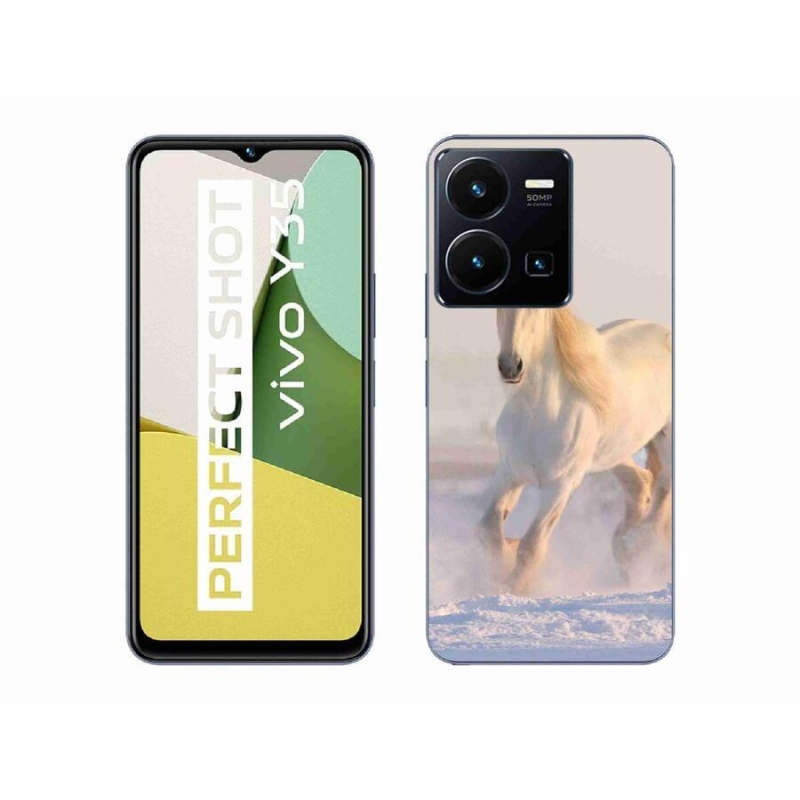 Gelový obal mmCase na mobil Vivo Y35 - kůň ve sněhu