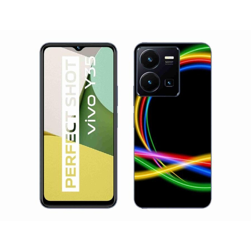 Gelový obal mmCase na mobil Vivo Y35 - neonové kruhy