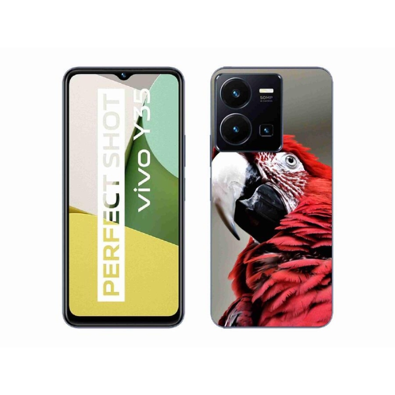 Gelový obal mmCase na mobil Vivo Y35 - papoušek ara červený