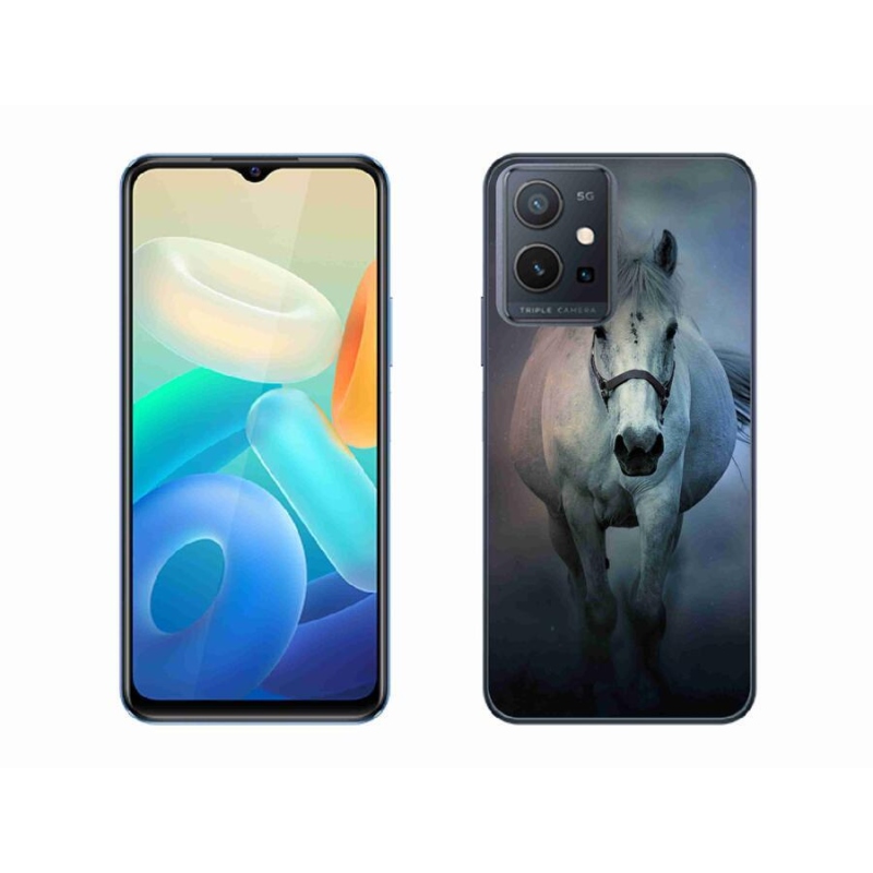 Gelový obal mmCase na mobil Vivo Y55 5G - běžící bílý kůň