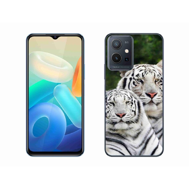 Gelový obal mmCase na mobil Vivo Y55 5G - bílí tygři