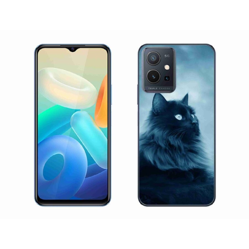 Gelový obal mmCase na mobil Vivo Y55 5G - černá kočka 1
