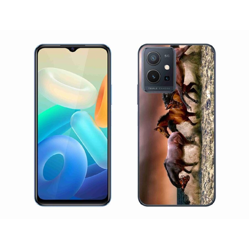Gelový obal mmCase na mobil Vivo Y55 5G - koně 1