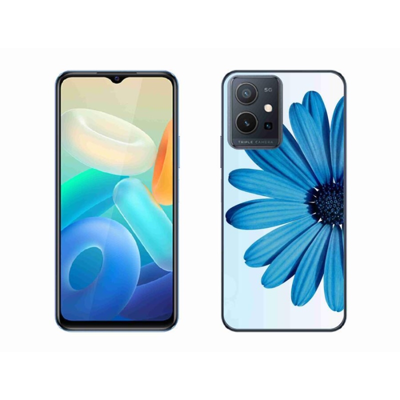 Gelový obal mmCase na mobil Vivo Y55 5G - modrá kopretina