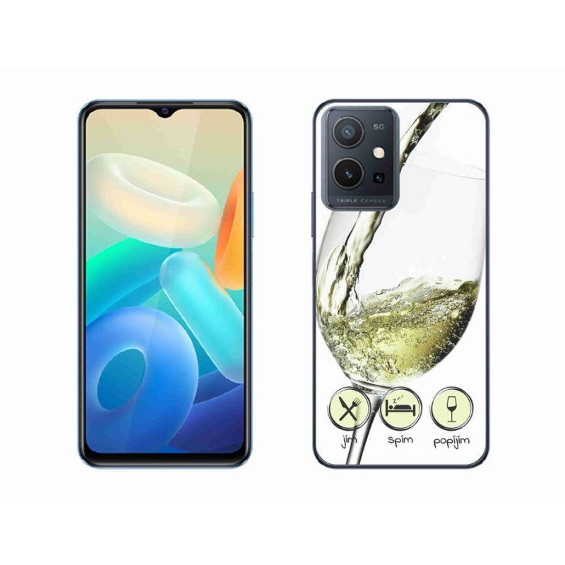 Gelový obal mmCase na mobil Vivo Y55 5G - sklenička vína bílé