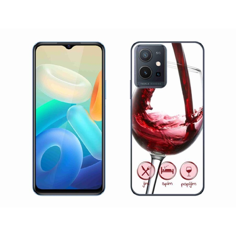 Gelový obal mmCase na mobil Vivo Y55 5G - sklenička vína červené