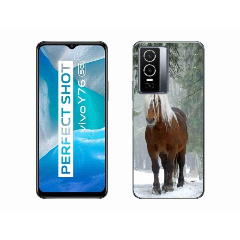 Gelový obal mmCase na mobil Vivo Y76 5G - kůň v lese