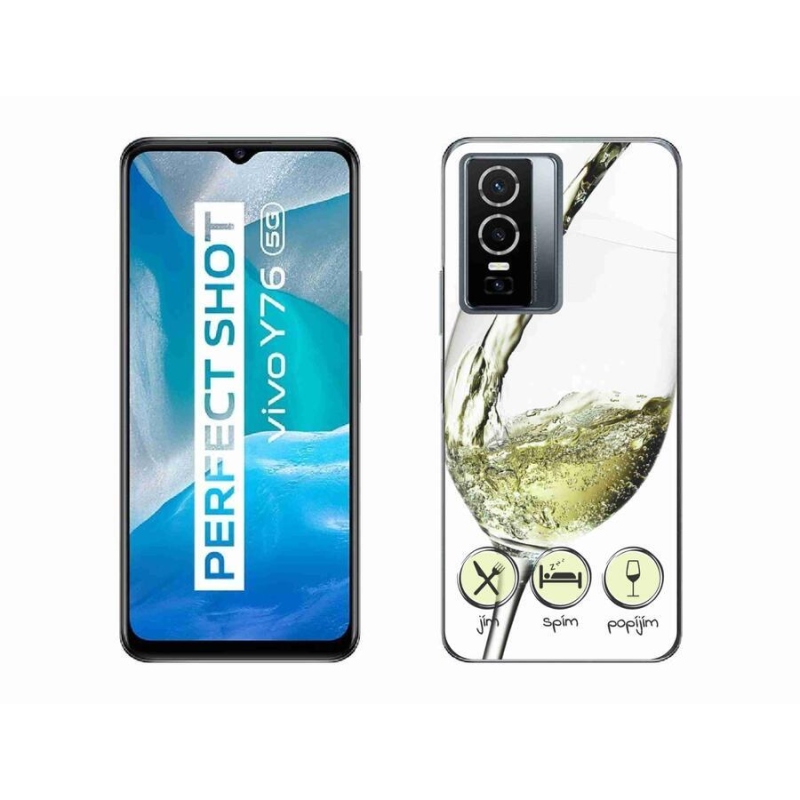 Gelový obal mmCase na mobil Vivo Y76 5G - sklenička vína bílé