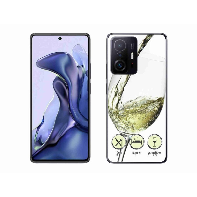 Gelový obal mmCase na mobil Xiaomi 11T - sklenička vína bílé