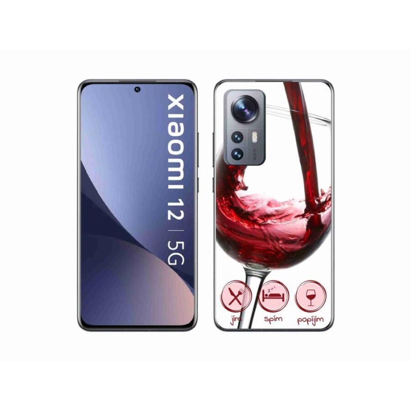 Gelový obal mmCase na mobil Xiaomi 12 - sklenička vína červené