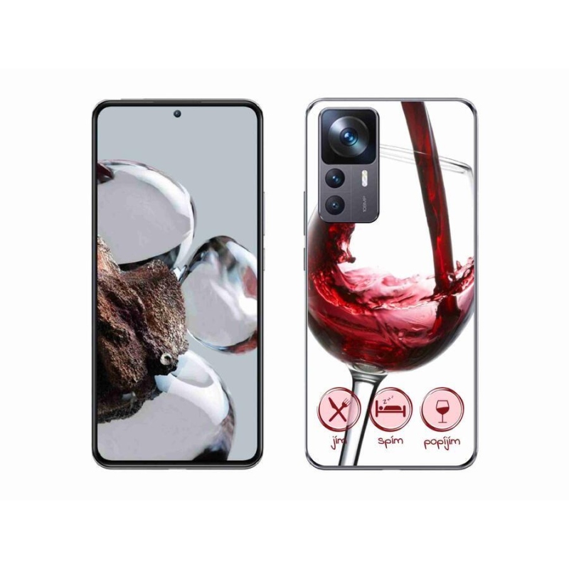 Gelový obal mmCase na mobil Xiaomi 12T Pro - sklenička vína červené