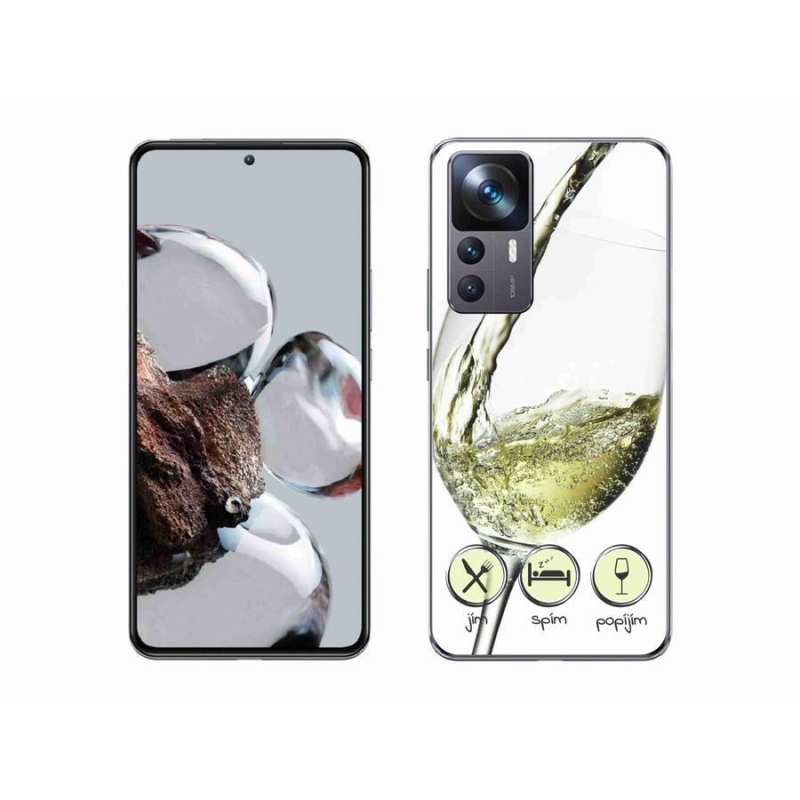 Gelový obal mmCase na mobil Xiaomi 12T - sklenička vína bílé