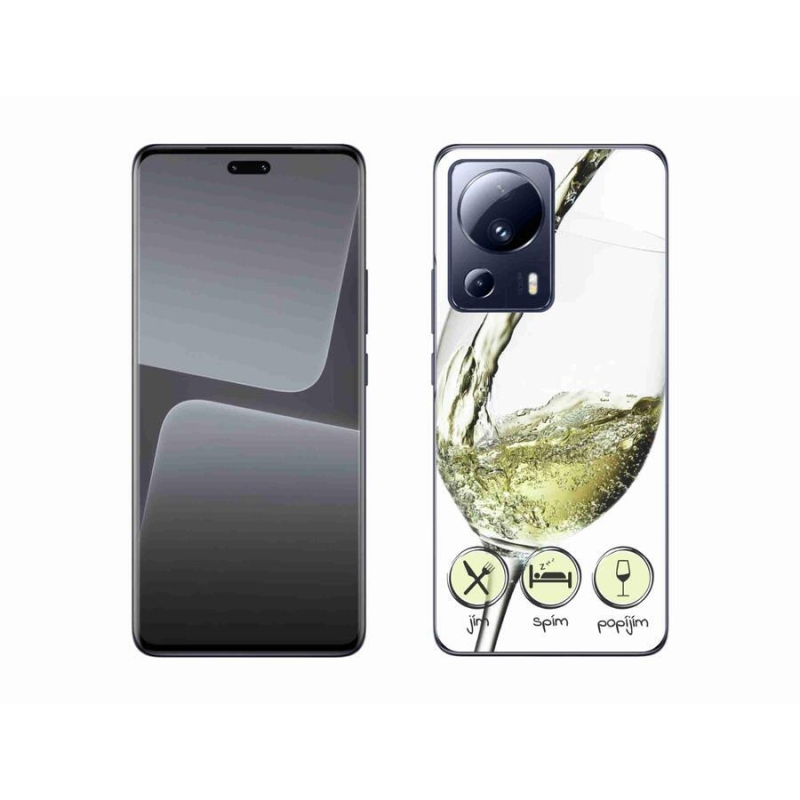 Gelový obal mmCase na mobil Xiaomi 13 Lite - sklenička vína bílé