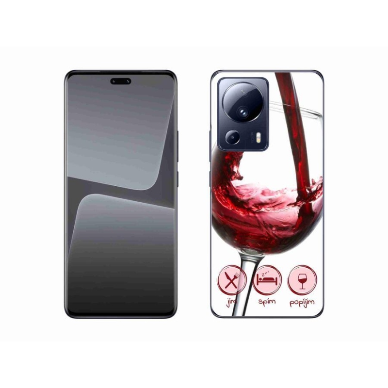 Gelový obal mmCase na mobil Xiaomi 13 Lite - sklenička vína červené