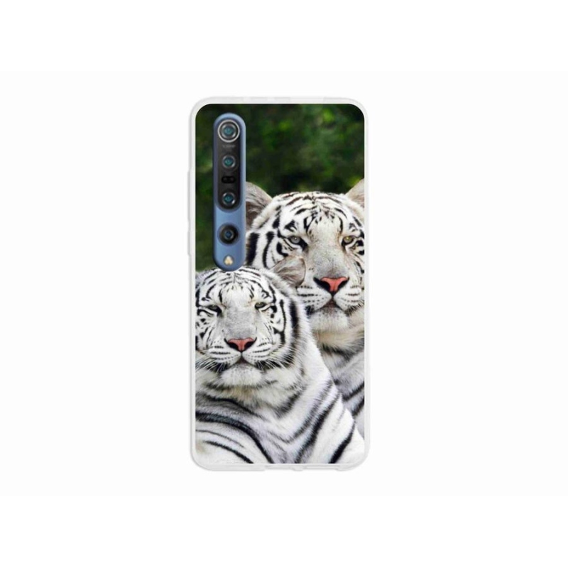 Gelový obal mmCase na mobil Xiaomi Mi 10 - bílí tygři
