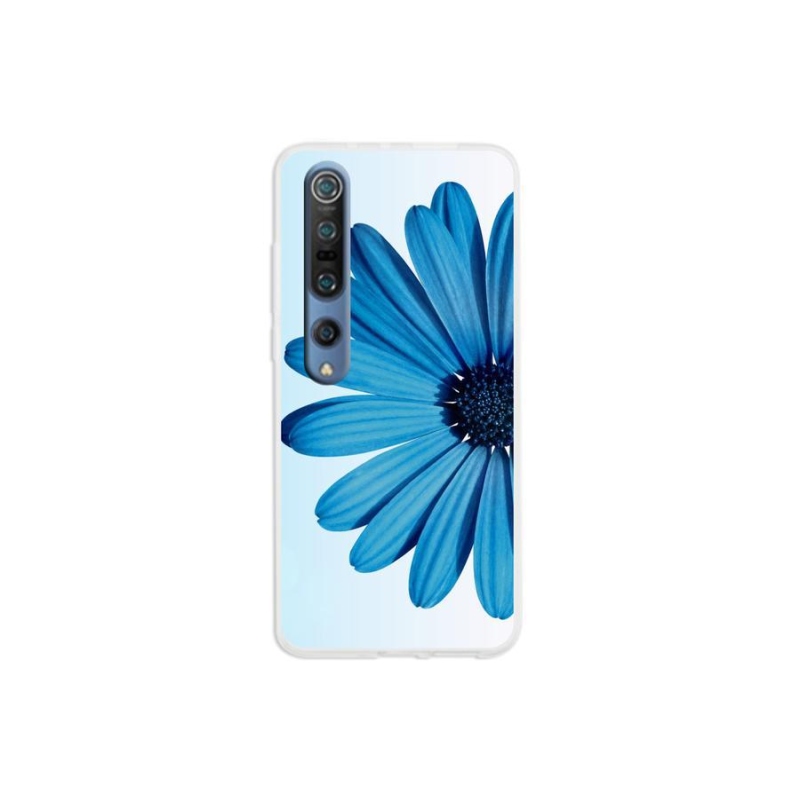 Gelový obal mmCase na mobil Xiaomi Mi 10 - modrá kopretina