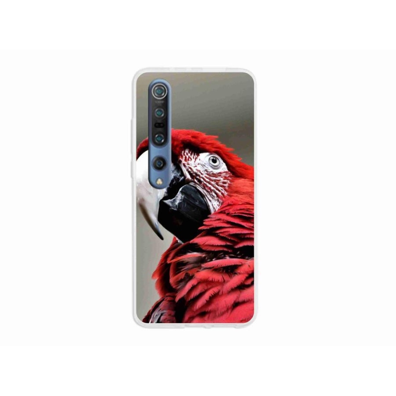 Gelový obal mmCase na mobil Xiaomi Mi 10 - papoušek ara červený