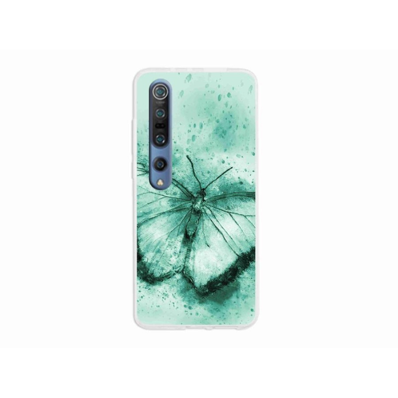 Gelový obal mmCase na mobil Xiaomi Mi 10 - zelený motýl