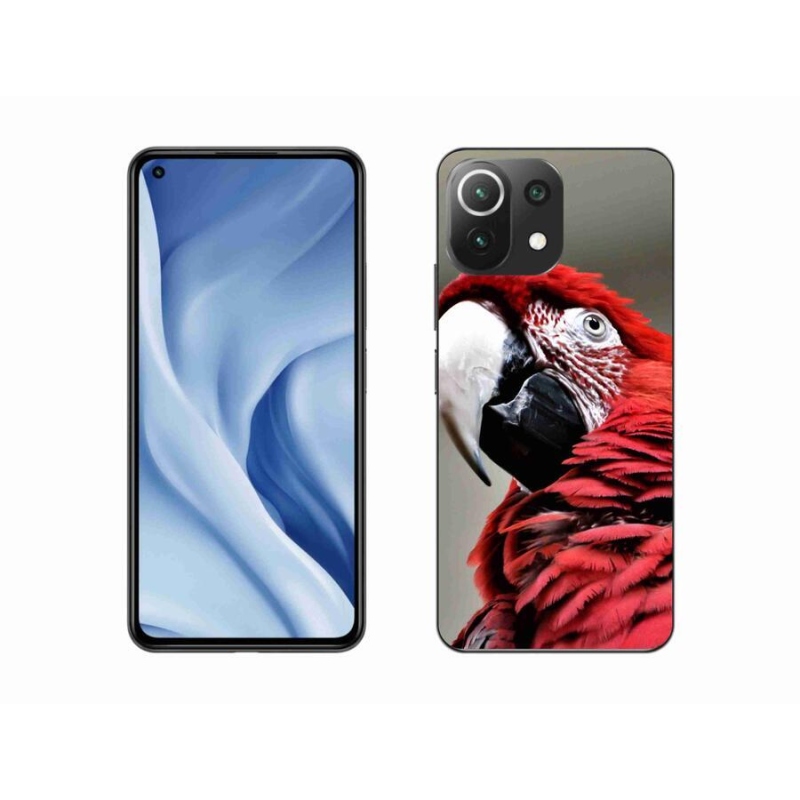 Gelový obal mmCase na mobil Xiaomi Mi 11 Lite 4G/5G - papoušek ara červený