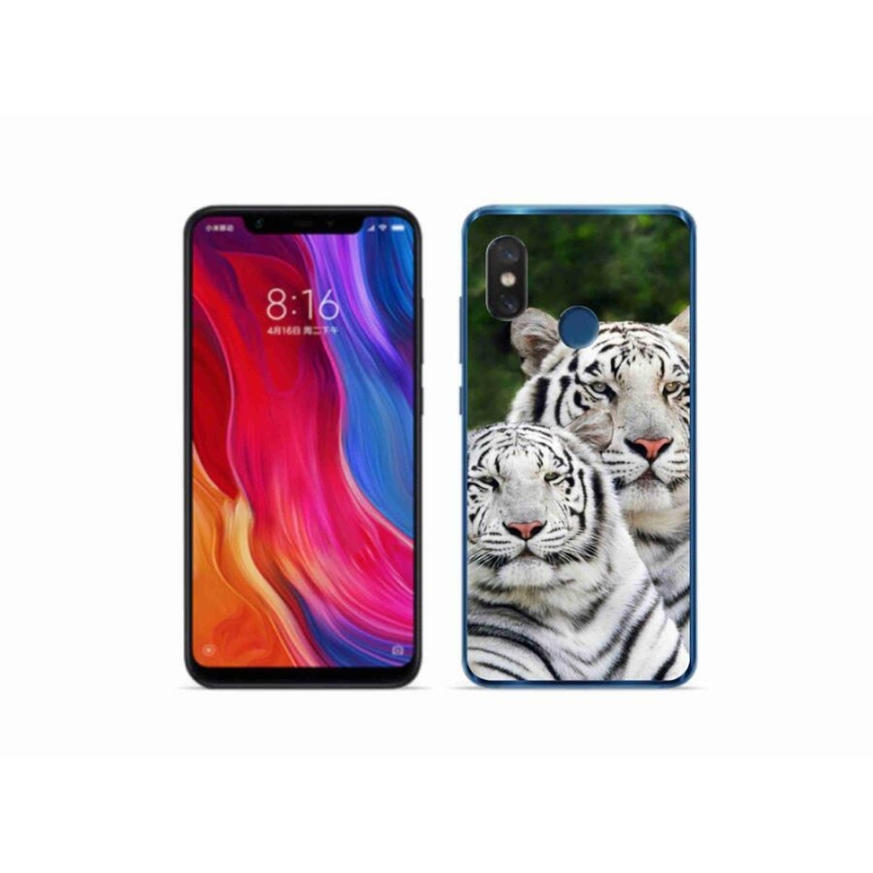 Gelový obal mmCase na mobil Xiaomi Mi 8 - bílí tygři