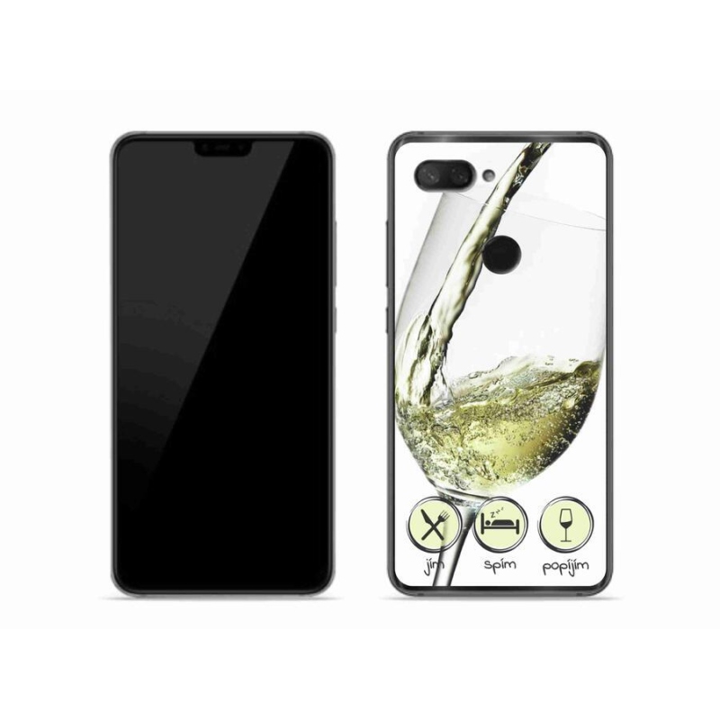 Gelový obal mmCase na mobil Xiaomi Mi 8 Lite - sklenička vína bílé