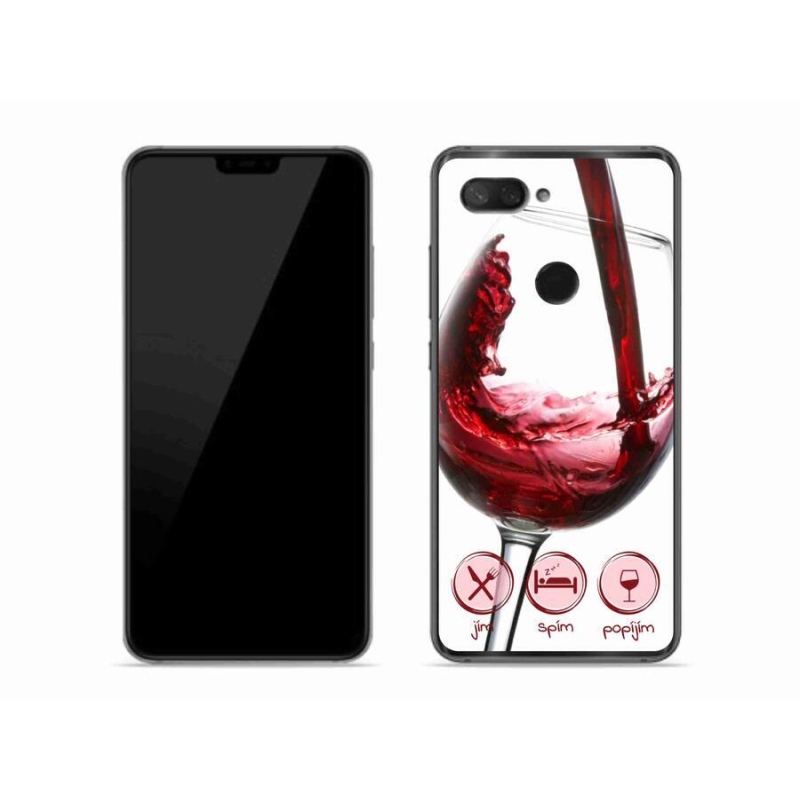 Gelový obal mmCase na mobil Xiaomi Mi 8 Lite - sklenička vína červené