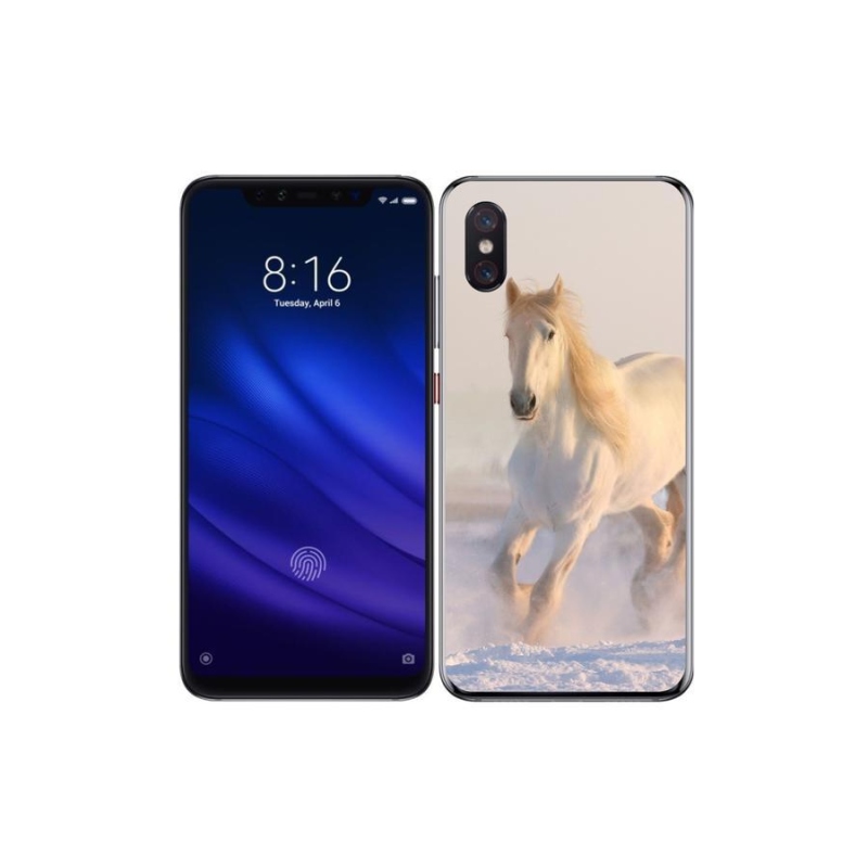 Gelový obal mmCase na mobil Xiaomi Mi 8 Pro - kůň ve sněhu