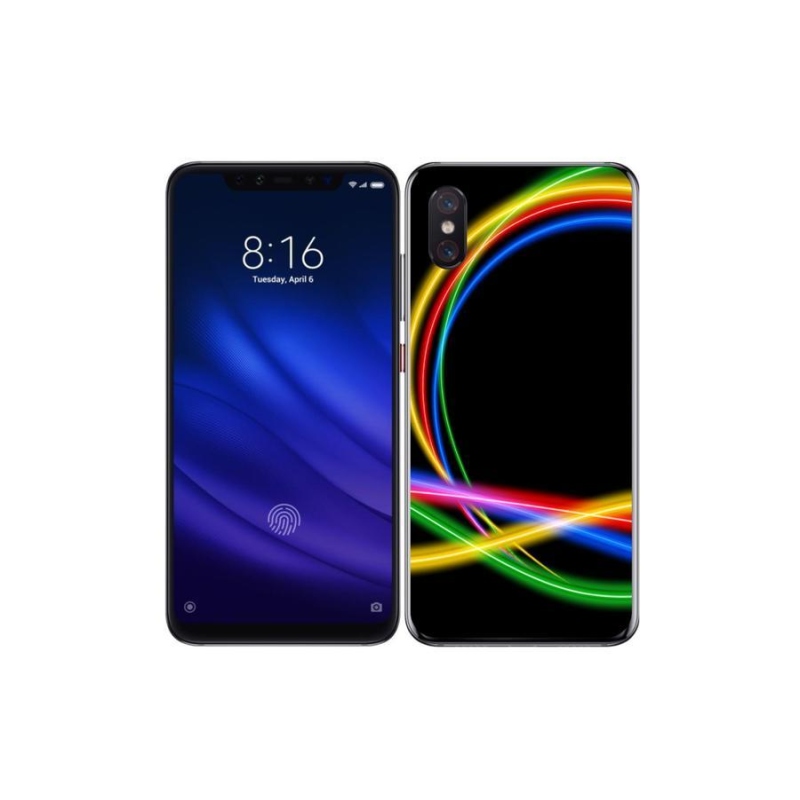 Gelový obal mmCase na mobil Xiaomi Mi 8 Pro - neonové kruhy