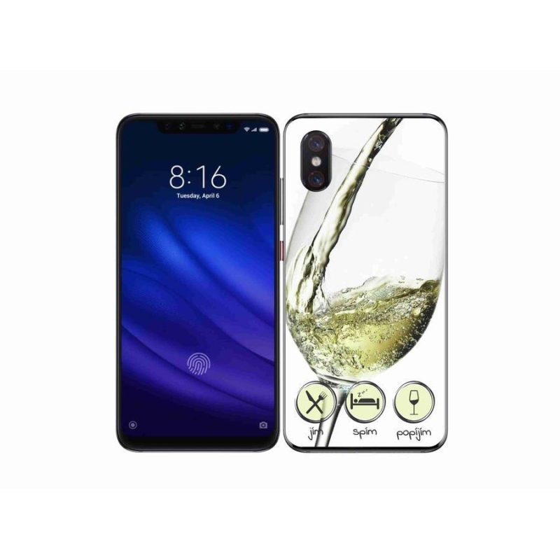 Gelový obal mmCase na mobil Xiaomi Mi 8 Pro - sklenička vína bílé