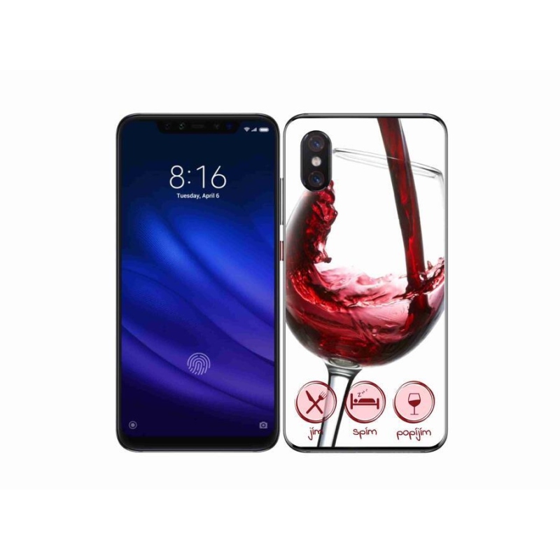 Gelový obal mmCase na mobil Xiaomi Mi 8 Pro - sklenička vína červené