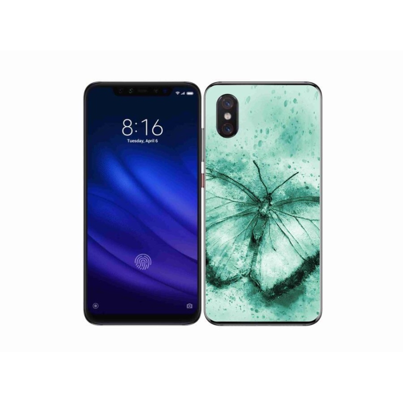 Gelový obal mmCase na mobil Xiaomi Mi 8 Pro - zelený motýl