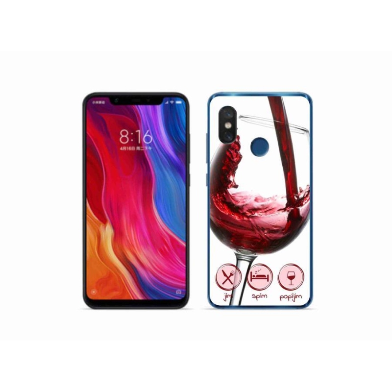 Gelový obal mmCase na mobil Xiaomi Mi 8 - sklenička vína červené