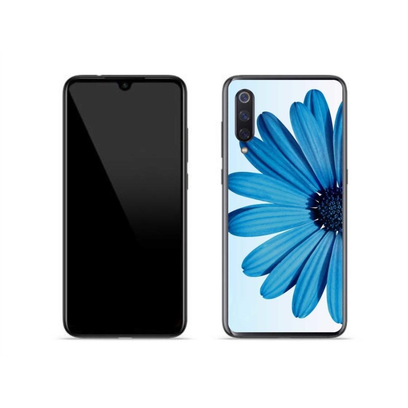 Gelový obal mmCase na mobil Xiaomi Mi 9 - modrá kopretina